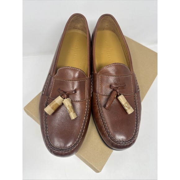 COLE HAAN Pinch Air Tassel Dress Shoes Size 9.5W Saddle Tan Leather Loafers NEW main image 4